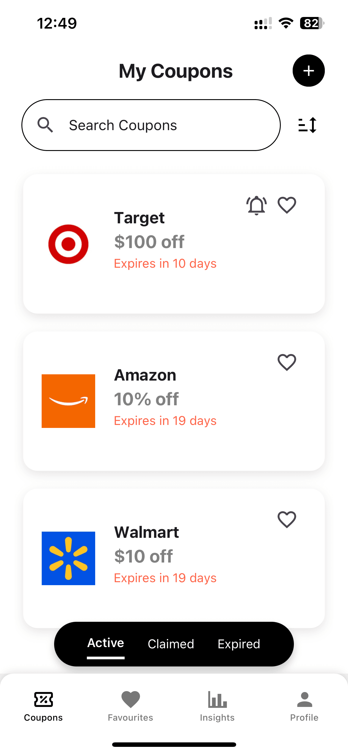 Savecoup app homescreen